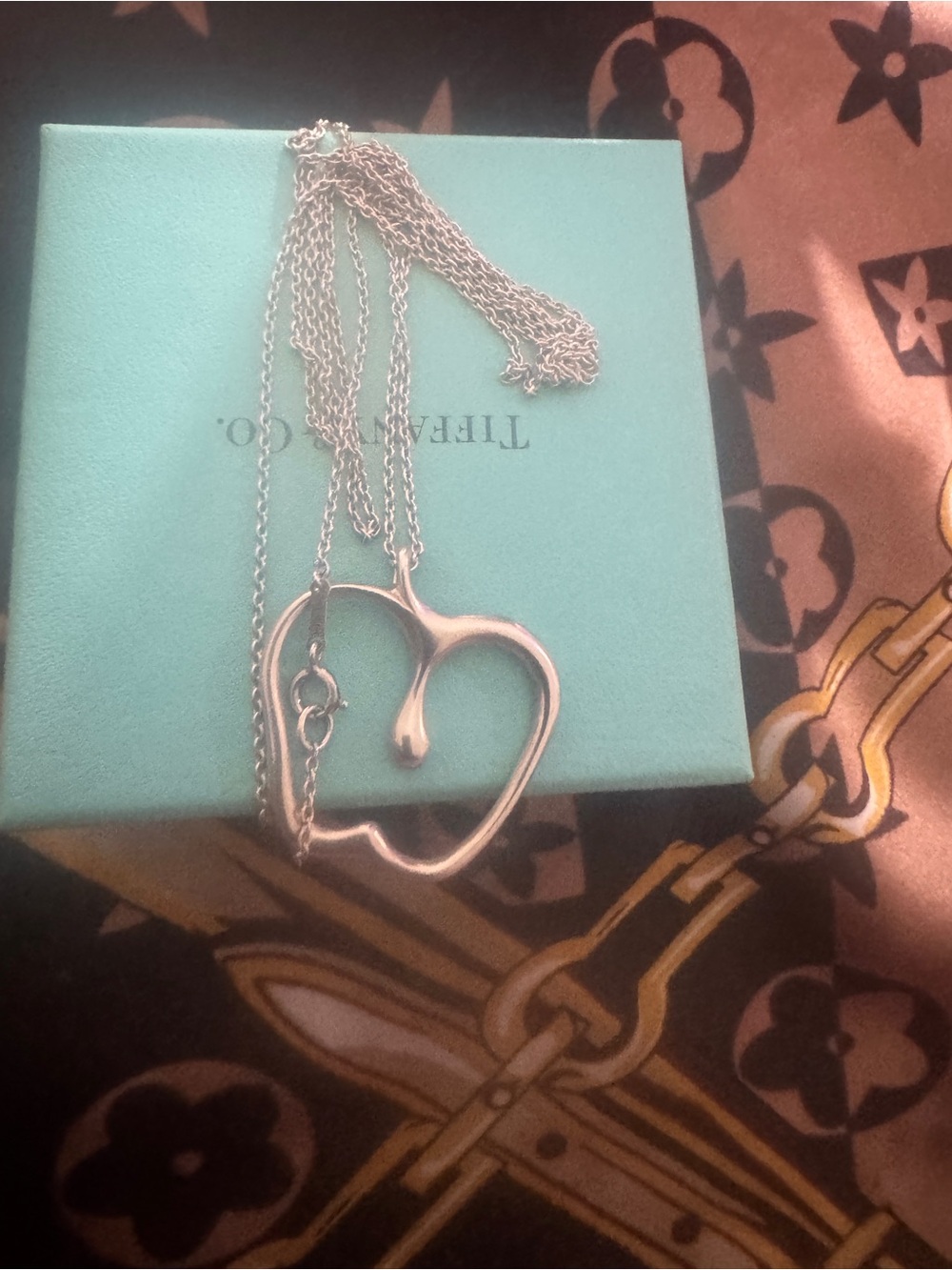 Tiffany & Co. Silver Open Heart Pendant Necklace